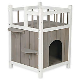 TRIXIE Wooden Pet Home with Balcony in Grey/White