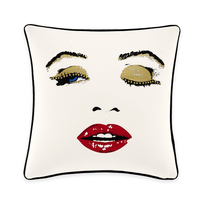 Betsey Johnson Wild Thing Face Square Throw Pillow In Black Bed