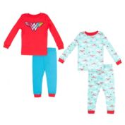 Wonder Woman 4-Piece Pajama Set in Red