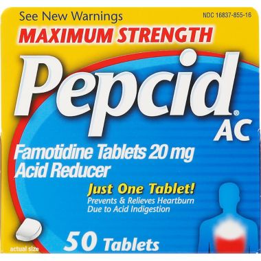 Pepcid&reg; AC 50-Count Maximum Strength Acid Reducer Tablets. View a larger version of this product image.