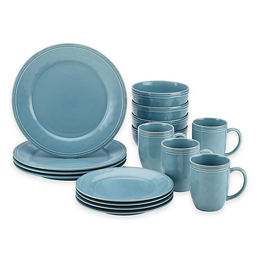 Alternate image 1 for Rachael Ray™  Cucina Stoneware 16-Piece Dinnerware Set in Blue