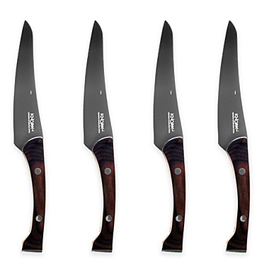 Knork&reg; 8-Inch Pakkawood Steak Knives in Walnut (Set of 4). View a larger version of this product image.