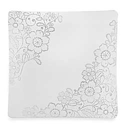 Classic Touch Glittered Square Charger Plates in Silver (Set of 4)