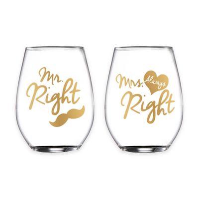 mr right mrs always right wine glasses