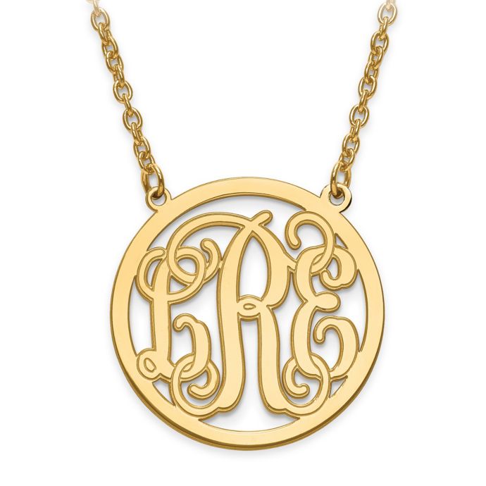 10K Gold 18-Inch Chain Script Letters Small Circle Pendant Necklace ...