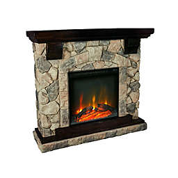 Boyel Living™ Retro Stone Pattern Electric Fireplace in Brown