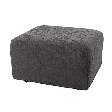 Sure Fit&reg; Stretch Jacquard Damask Ottoman Slipcover. View a larger version of this product image.