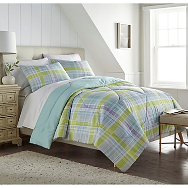 Seersucker Plaid 3-Piece Full/Queen Comforter Set in Green. View a larger version of this product image.