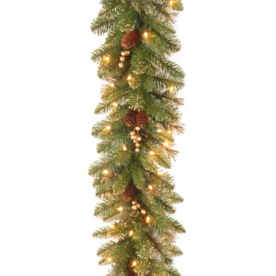 National Tree Glittery Gold Pine 9-Foot Garland with Clear Lights