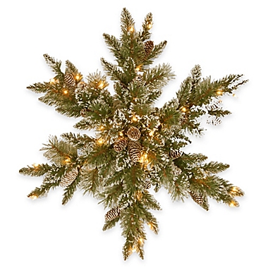 National Tree Company 32-Inch Pre-lIt Glittery Bristle Pine Snowflake with LED Lights. View a larger version of this product image.