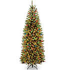 Alternate image 1 for National Tree 7.5-Foot Kingswood Fir Pre-Lit Hinged Slim Christmas Tree with Dual-Color LED Lights