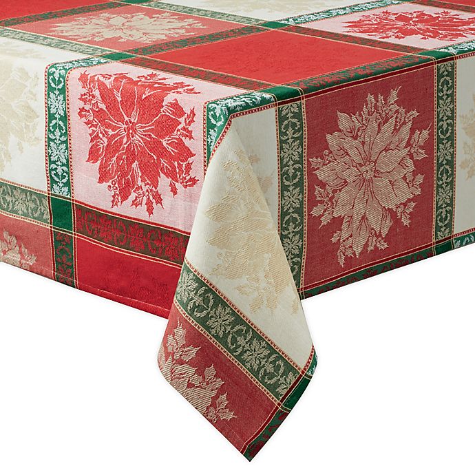 Alternate image 1 for Poinsettia Jacquard Table Linen Collection