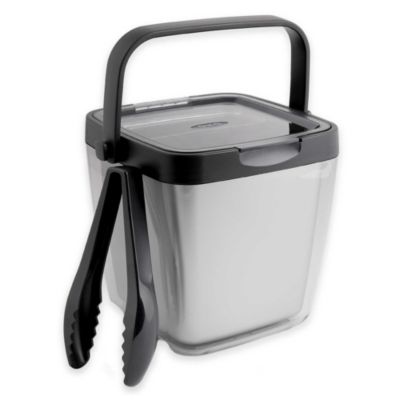 oxo good grips double wall ice bucket with tongs and garnish tray