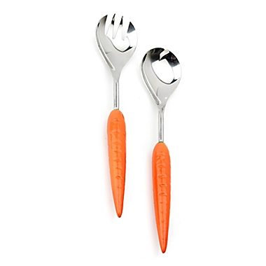 Classic Touch Enameled Vegetable Salad Servers in Orange. View a larger version of this product image.