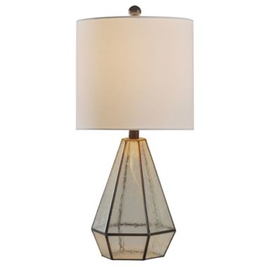 Style Craft Octagonal Glass Table Lamp in Bronze with Drum Shade | Bed ...