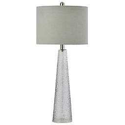 StyleCraft Glass Table Lamp in Smoke with Beige Fabric Shade