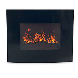 Northwest Curved Glass Electric Fireplace Heater in Black