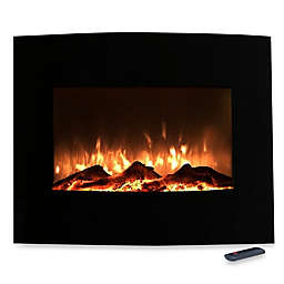 Northwest Mini Curved Glass Electric Fireplace Heater in Black