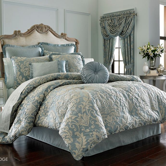 J Queen New York Kingsbridge Comforter Set In French Blue Bed