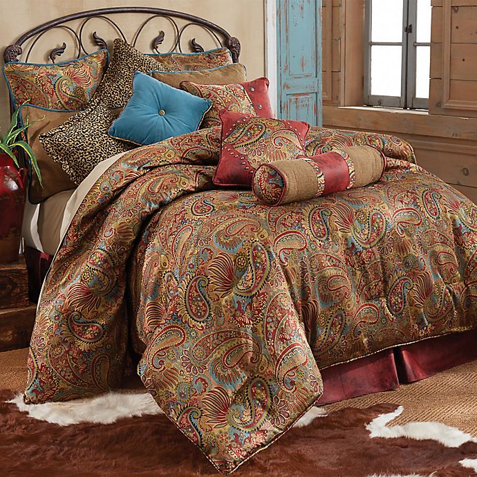 Hiend Accents San Angelo Comforter Set, Faux Leather Bedding Set