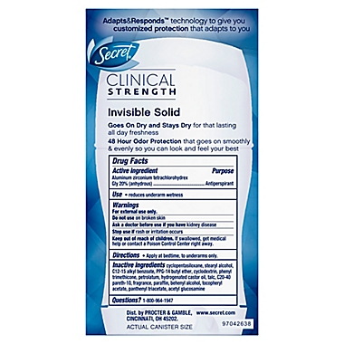 Secret&reg; Clinical Strength 1.6 oz. Invisible Solid Antiperspirant Deodorant in Ooh-La-La Lavender. View a larger version of this product image.