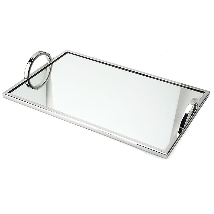 Classic Touch Relic Large Mirrored Tray, Silver Vanity Mirror Tray