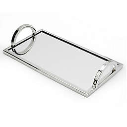 Classic Touch Relic Small Mirrored Tray in Silver