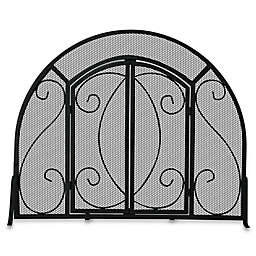 UniFlame® S-1062 Black Wrought Iron Single-Panel Fireplace Screen with Doors