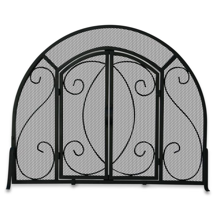 Uniflame S 1062 Black Wrought Iron Single Panel Fireplace Screen