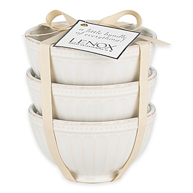 Lenox&reg; French Perle&trade; Groove Mini Everything Bowls in White (Set of 3). View a larger version of this product image.