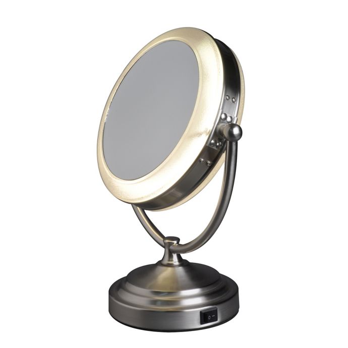 Floxite 1x 10x Fluorescent Vanity Mirror In Satin Nickel Bed Bath Beyond