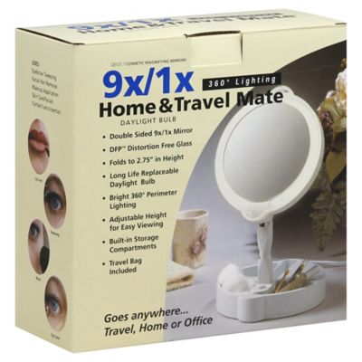 Floxite 9X/1X Illuminated Daylight Home and Travel Mirror in White