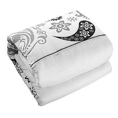 Chic Home Olivia Paisley 20-Piece Reversible Queen Comforter Set in White. View a larger version of this product image.