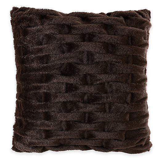 Alternate image 1 for Madison Park Ruched Faux Fur 20-Inch Square Throw Pillow in Brown