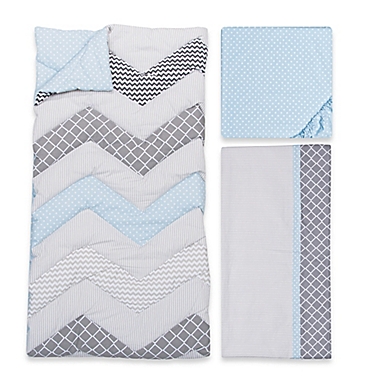Trend Lab&reg; Blue Taffy Chevron 3-Piece Crib Bedding Set. View a larger version of this product image.