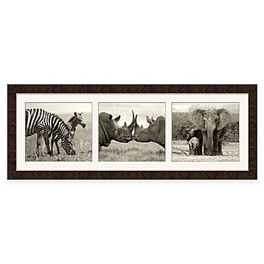 Safari Triptych 42-Inch x 16-Inch Framed Wall Art in Sepia Tone. View a larger version of this product image.