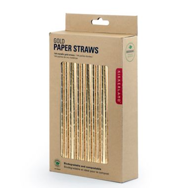 Kikkerland&reg; 144-Pack Paper Straws in Gold. View a larger version of this product image.