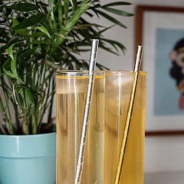 Kikkerland&reg; 144-Pack Paper Straws in Gold. View a larger version of this product image.