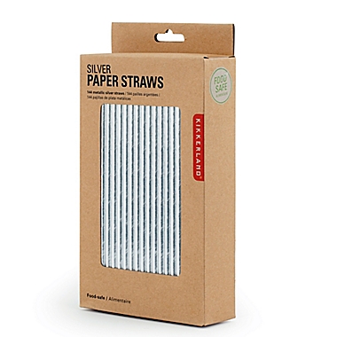 Kikkerland&reg; 144-Pack Paper Straws in Silver. View a larger version of this product image.