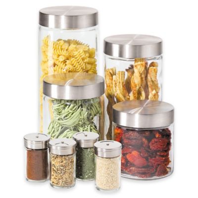 Oggi&trade; 8-Piece Round Glass Canister Set with Spice Jars