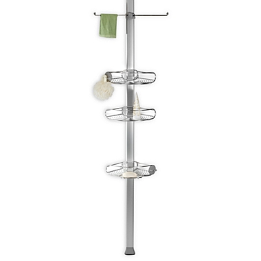 simplehuman&reg; 4-Tier Stainless Steel Tension Pole Shower Caddy. View a larger version of this product image.