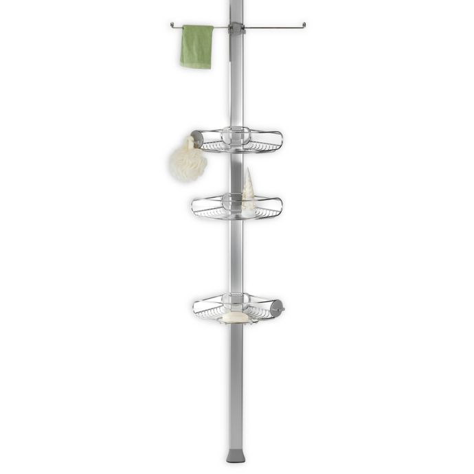 simplehuman® 4Tier Stainless Steel Tension Pole Shower Caddy Bed