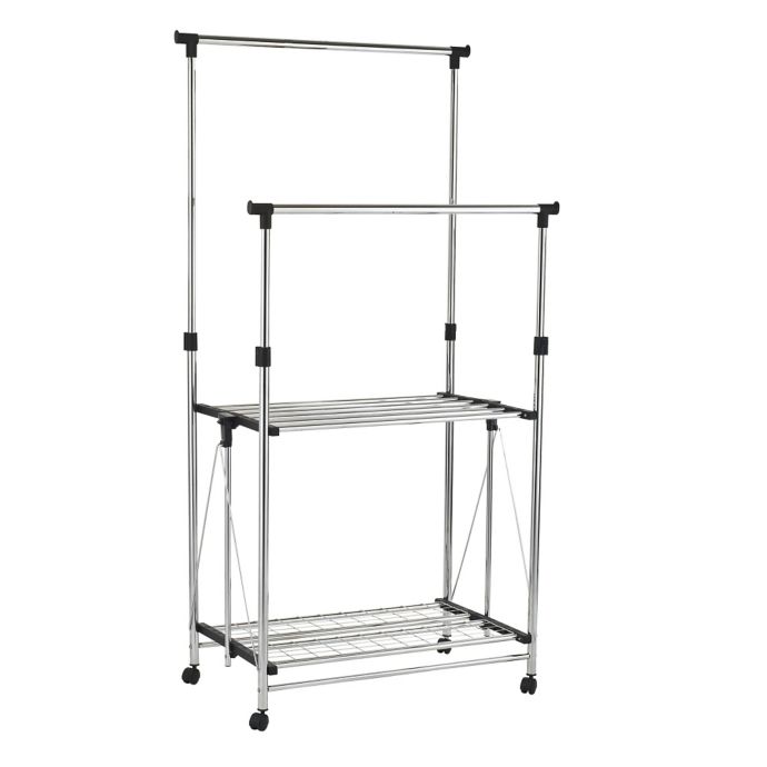 Danya B™ 2-Shelf Folding Telescopic Double Garment Rack in ...