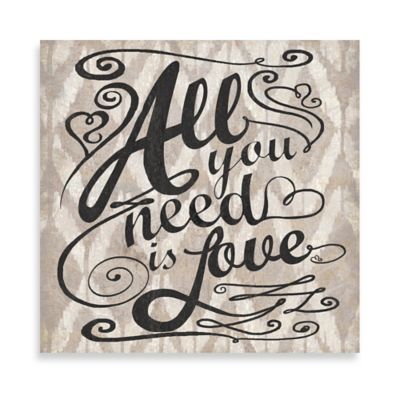 Ikat &quot;All You Need Is Love&quot; 16-Inch x 16-Inch Canvas Wall Art