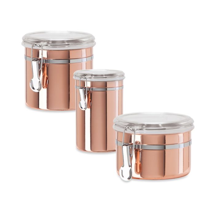 Oggi™ CopperPlated Canister with SeeThrough Lid Bed Bath and Beyond