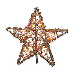 Kurt Adler 12-Inch 10-Light Rattan Gold Star Tree Topper