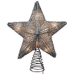 Kurt Adler 10-Inch Metal Star Tree Topper In Silver with 10 Mini Lights