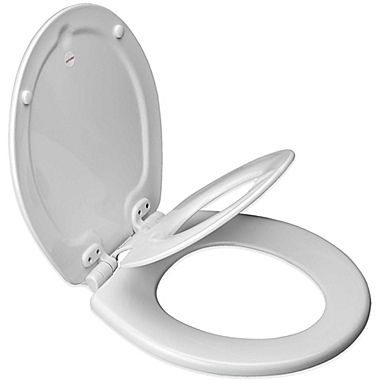 Mayfair&reg; Round White NextStep&reg; Child/Adult Toilet Seat with Whisper Close. View a larger version of this product image.