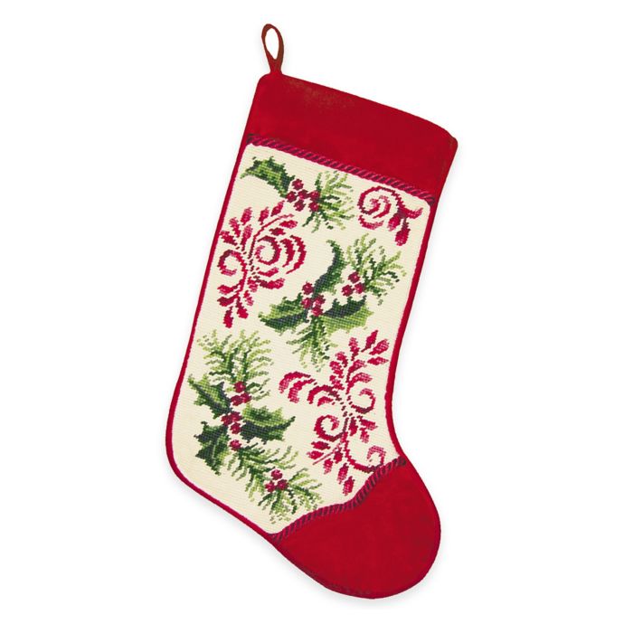 Needlepoint 18Inch Holiday Royale Cotton Christmas Stocking Bed Bath