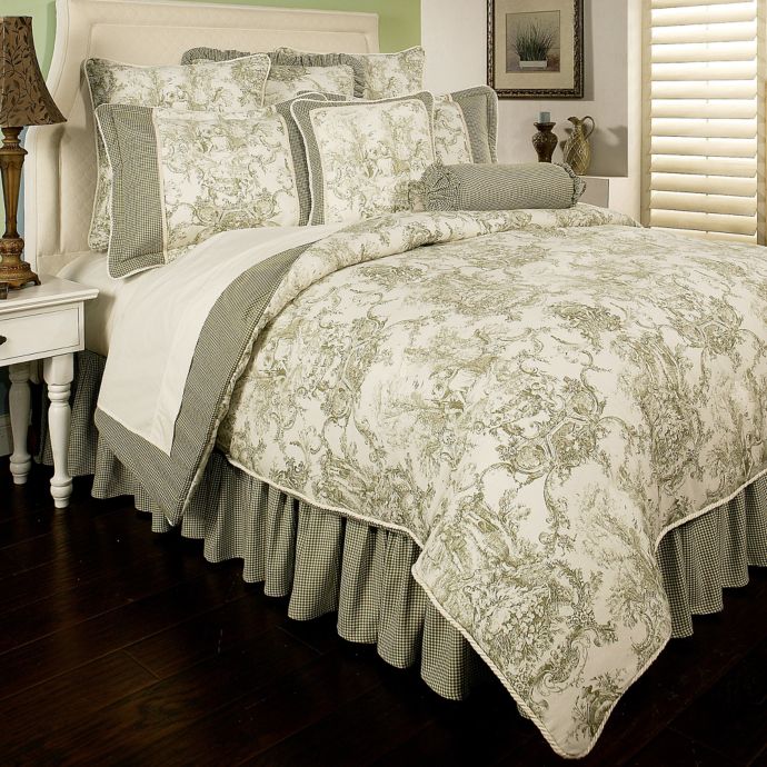 Sherry Kline Country Toile Reversible Comforter Set In Sage Green